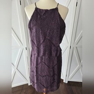 Exhilaration (NWT) Strappy Plum Color Midi Lace Dress